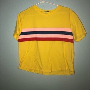 Yellow crop top with stripes